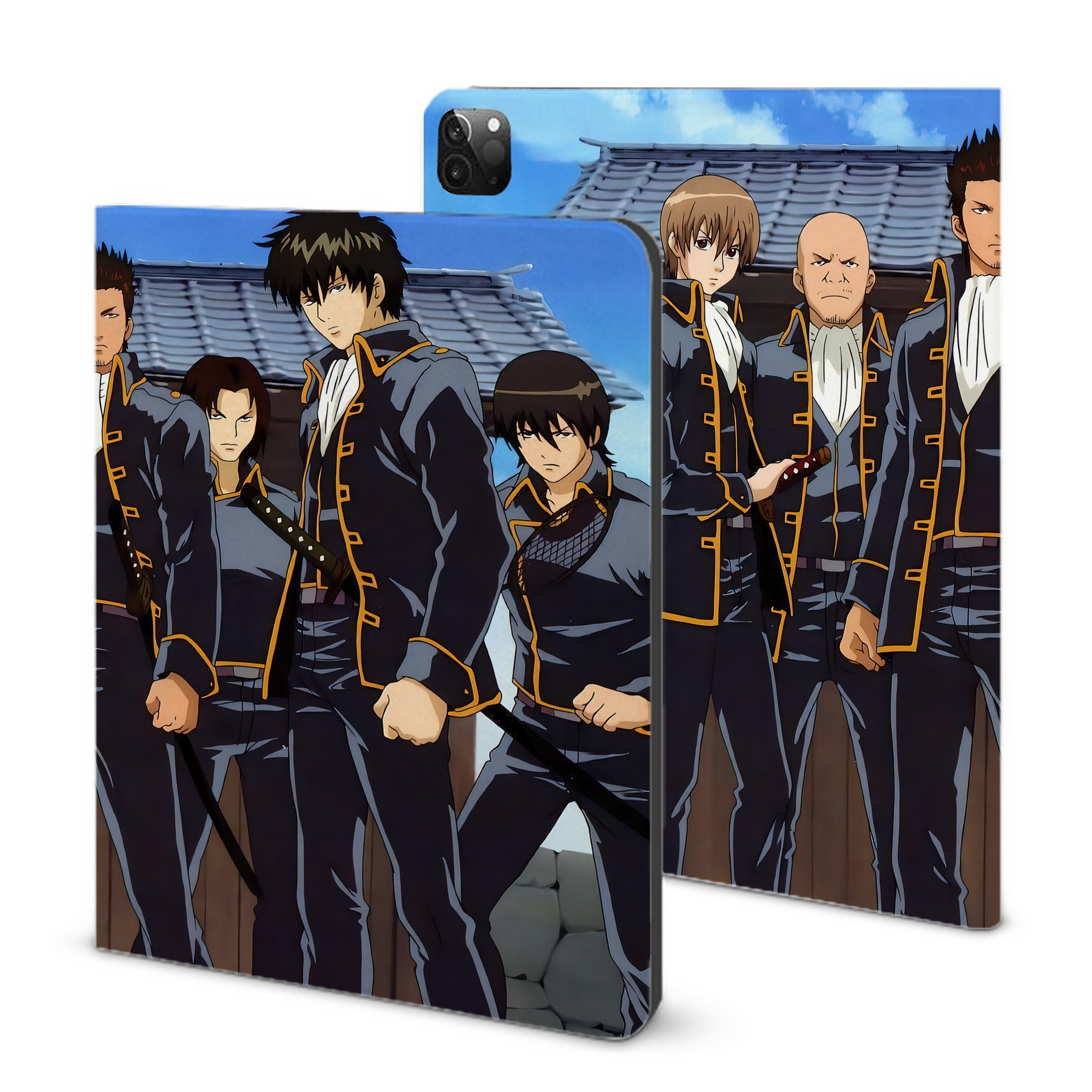 （画像用） ぎんたま 坂田銀時（さかたぎんとき） 神楽 志村新八（しむら しんぱち） GINTAMA Sakata Gintoki Kagura Shimura Shinpachi IPadケース ペンホルダー付き ブックスタイルデザイン
